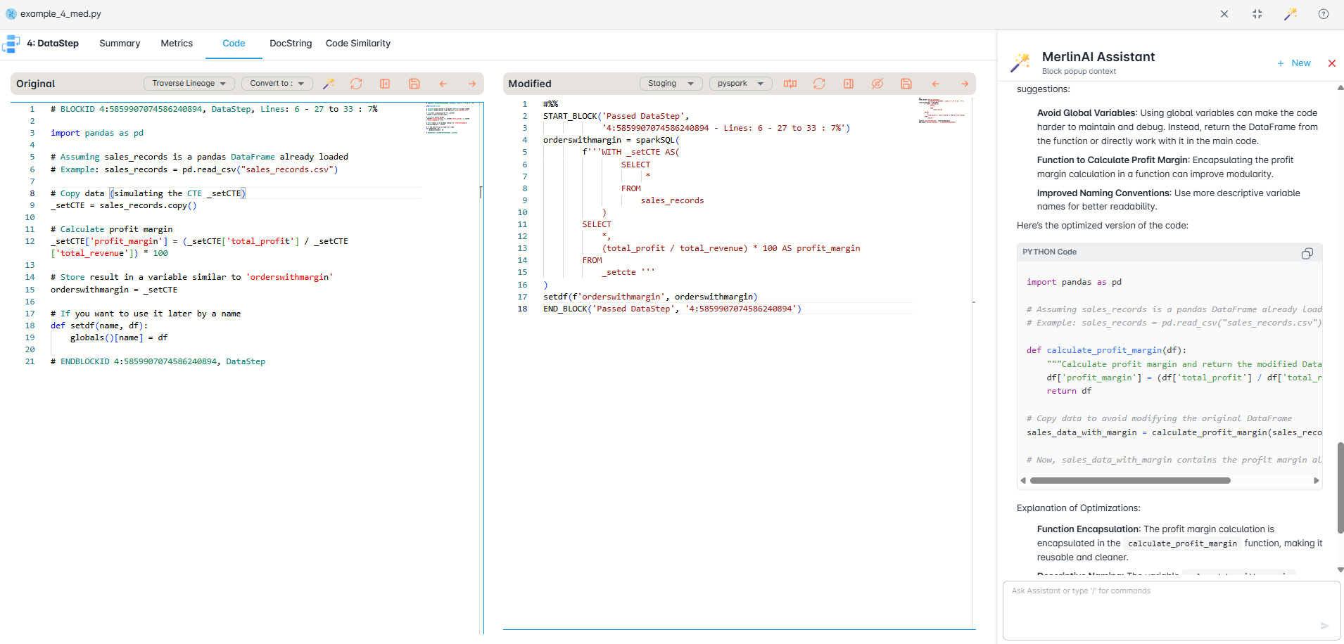 Python and PySpark code conversion targets